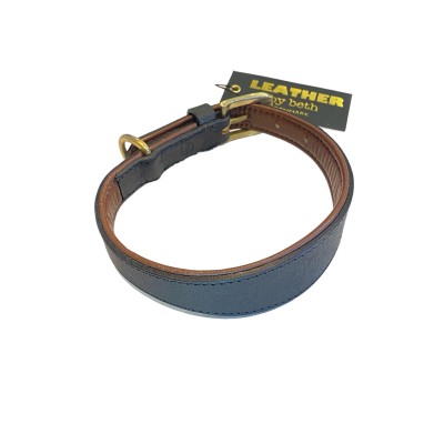 Sighthound dog collar, black/cognac, danish design