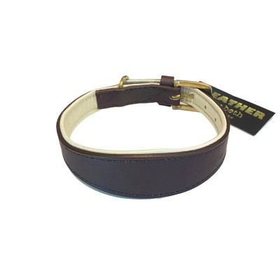 Sighthound dog collar brown/créme, danish design