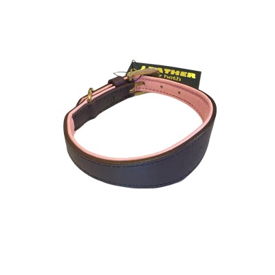 Sighthound dog collar brown/pink, danish design