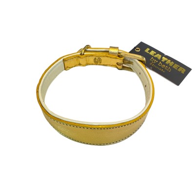 Windhund Hundehalsband Gold/Créme, dänisches Design