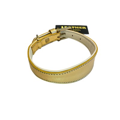 MYNDE hundehalsbånd, guld/créme læder