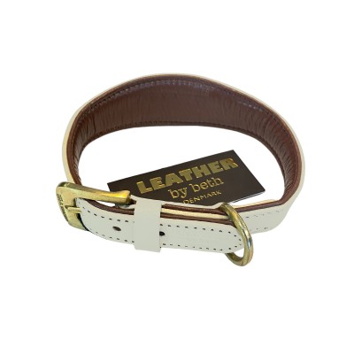 MYNDE hundehalsbånd, créme/cognac læder