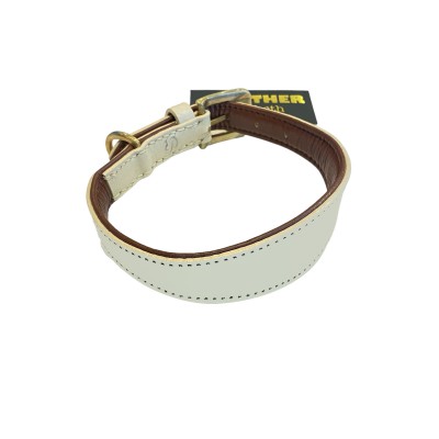 Windhund Hundehalsband, Créme/Cognac Leder