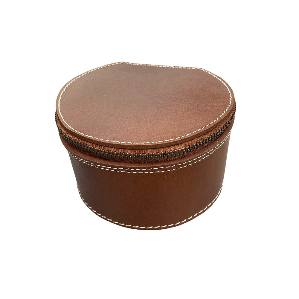 CASE for fly reel & jewelery, brown leather, danish design
