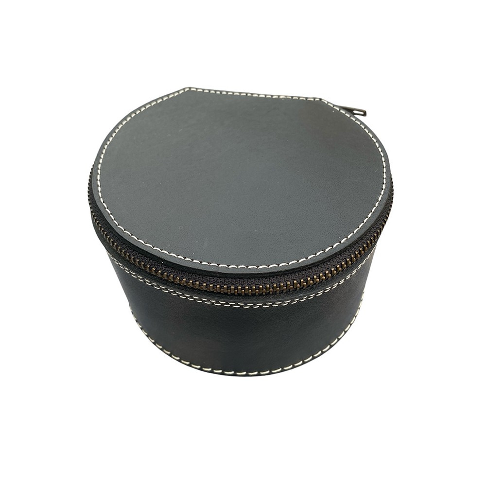 CASE for fly reel & jewelery, black leather, danish design