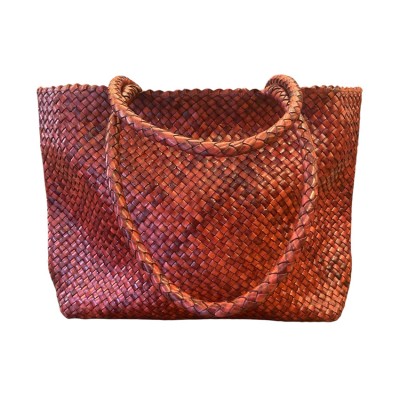 India Leder-Shopper, Kastanie Leder, dänisches Design