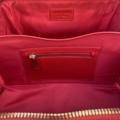 Hilton Toilettentasche, rotes Cashmere Grain Leder