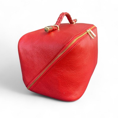 Hilton Toilettentasche, rotes Cashmere Grain Leder