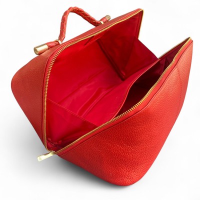 Hilton Toilettentasche, rotes Cashmere Grain Leder