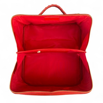 Hilton Toilettentasche, rotes Cashmere Grain Leder