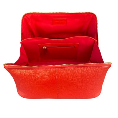 Hilton Toilettentasche, rotes Cashmere Grain Leder