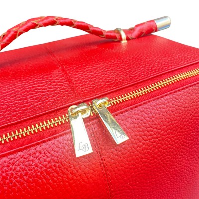 Hilton Toilettentasche, rotes Cashmere Grain Leder