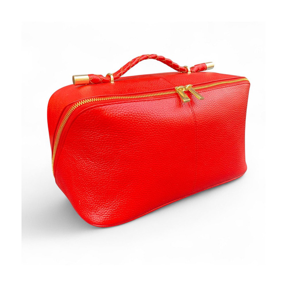 Hilton Toilettentasche, rotes Cashmere Grain Leder
