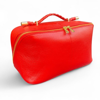 Hilton Toilettentasche, rotes Cashmere Grain Leder