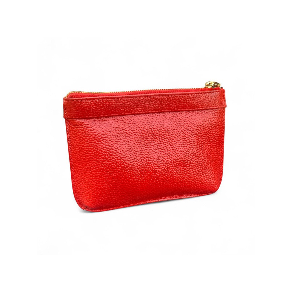 Hilton Clutch, red Cashmere Grain leather