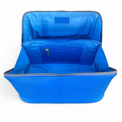 Hilton Toilettentasche, blaues Cashmere Grain Leder