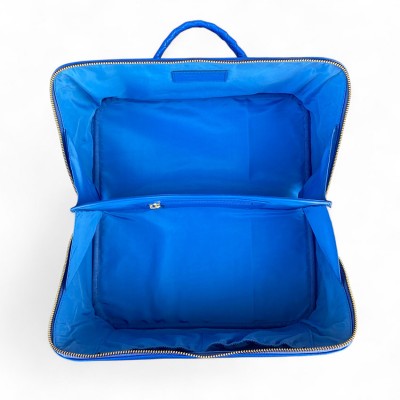 Hilton Toilettentasche, blaues Cashmere Grain Leder