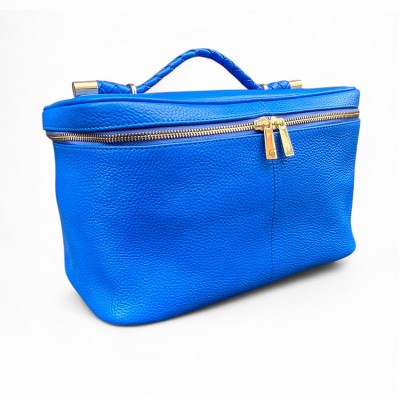 Hilton Beautyboks, blue Cashmere Grain leather