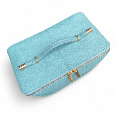 Hilton Toilettaske, turkis Cashmere Grain leather