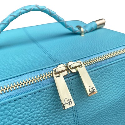Hilton Toilettaske, turkis Cashmere Grain leather