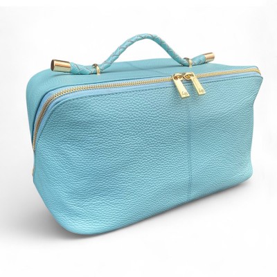 Hilton Toilettaske, turkis Cashmere Grain leather