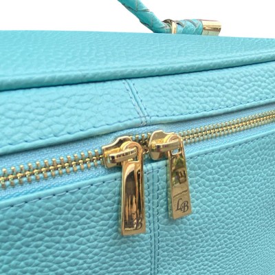 Hilton Beautyboks, turquoise Cashmere Grain leather