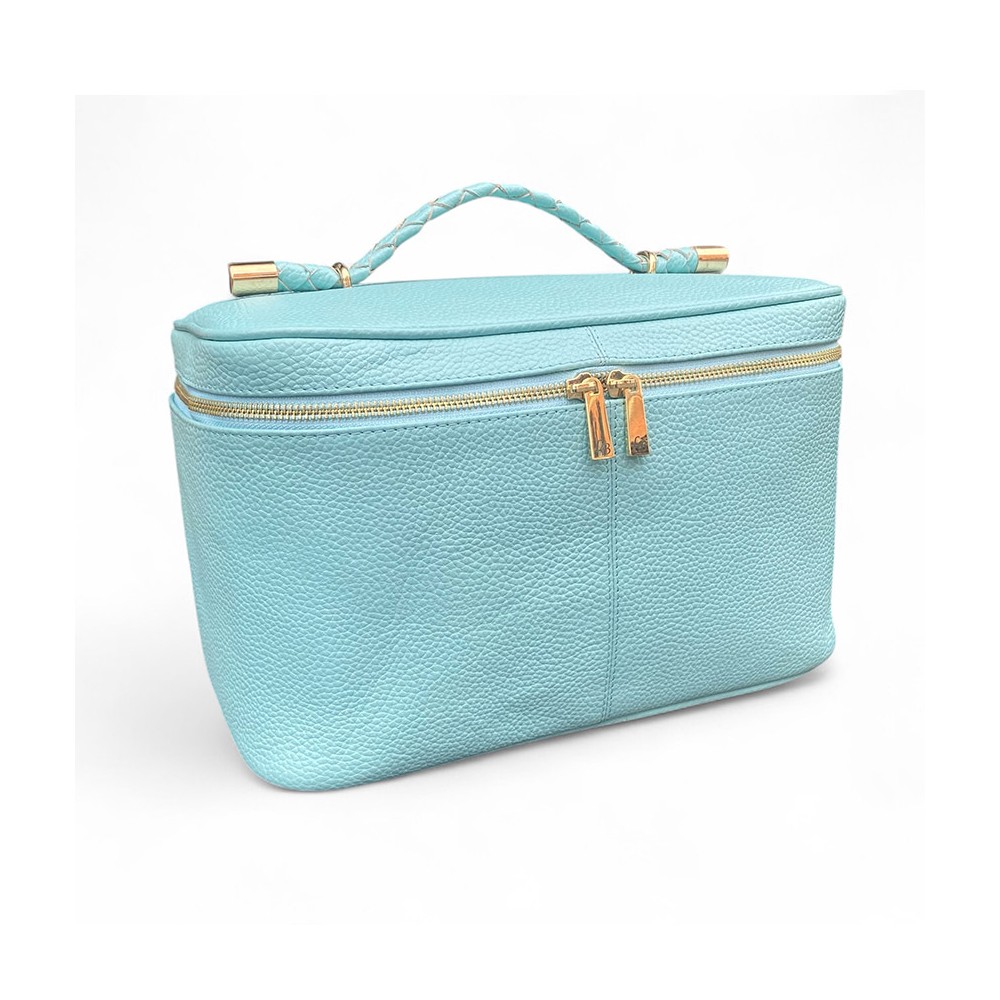 Hilton Beautyboks, turquoise Cashmere Grain leather