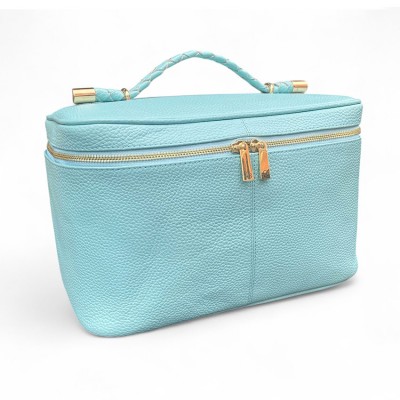 Hilton Beautyboks, turquoise Cashmere Grain leather