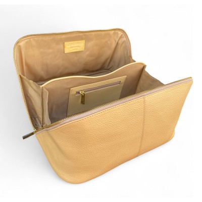Hilton Toilettaske, créme Cashmere Grain leather