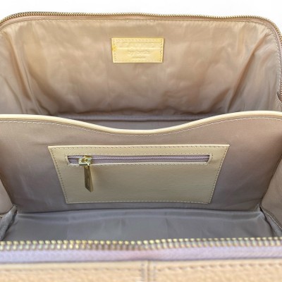 Hilton Toilettentasche, créme Cashmere Grain Leder