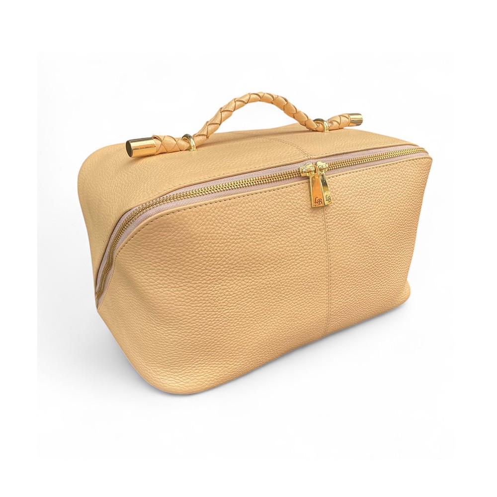 Hilton Toilettaske, créme Cashmere Grain leather