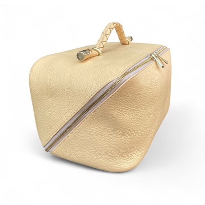 Hilton Toilettentasche, créme Cashmere Grain Leder