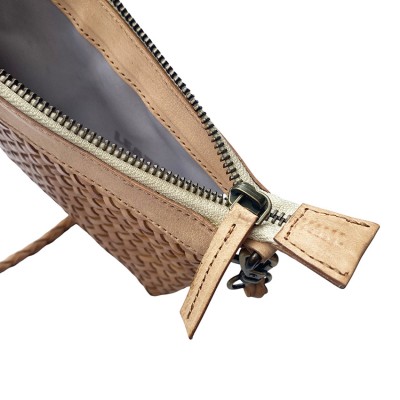 India Clutch Handtasche, Creme Leder