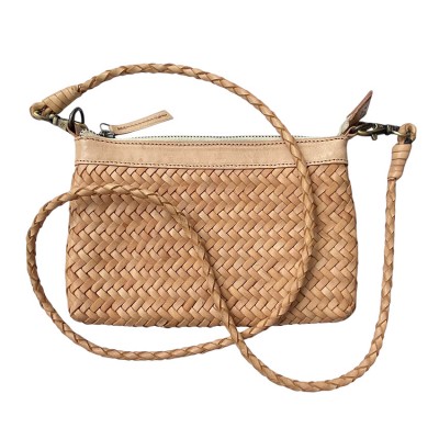 India Clutch Handtasche, Creme Leder