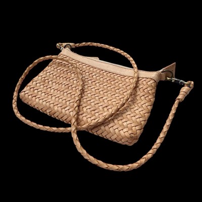 India Clutch Handtasche, Creme Leder