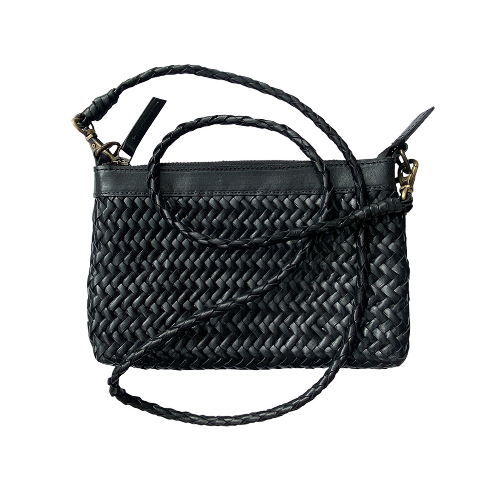 INDIA clutch handbag, black leather