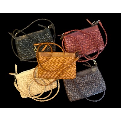 INDIA clutch handbag, chestnut leather