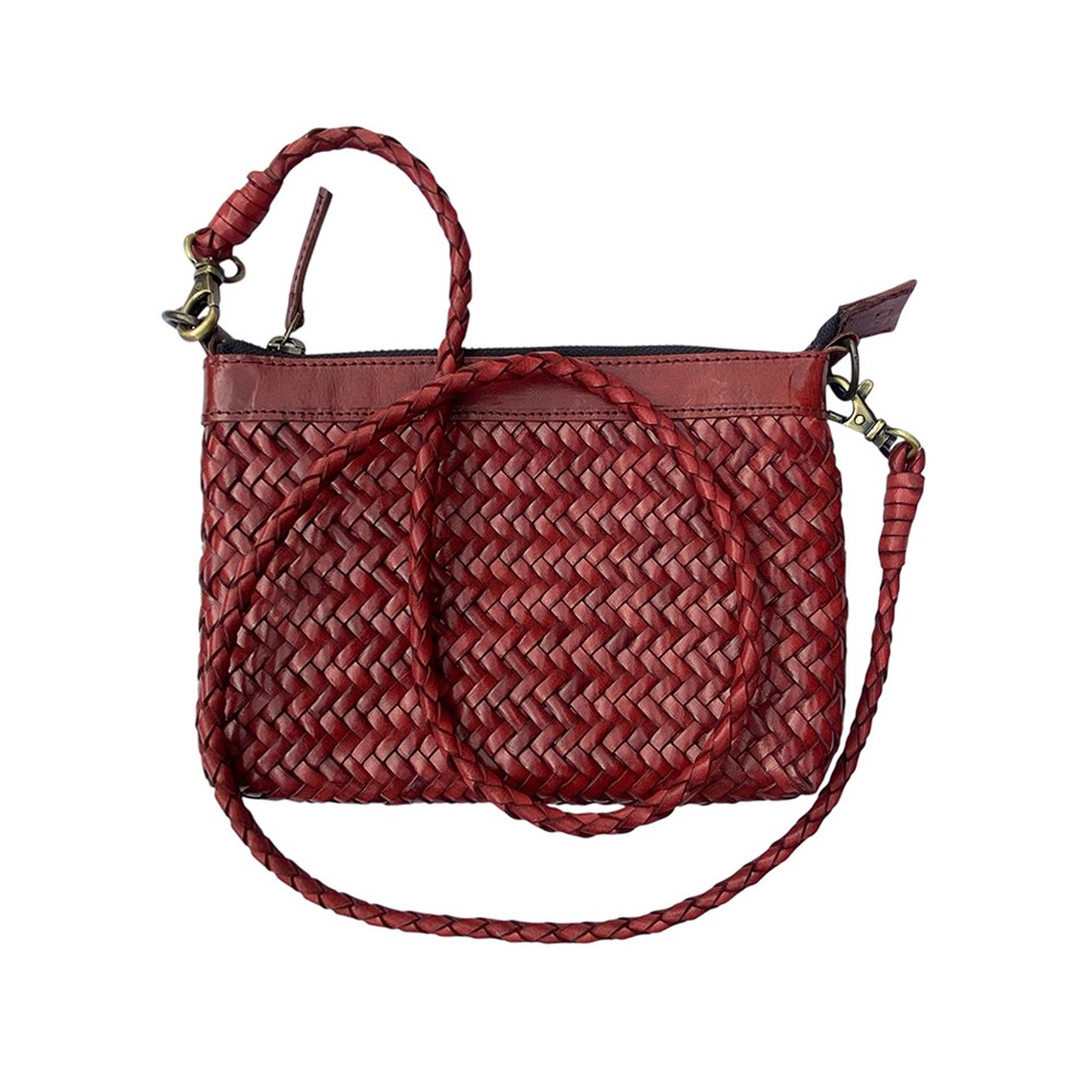 INDIA clutch handbag, chestnut leather