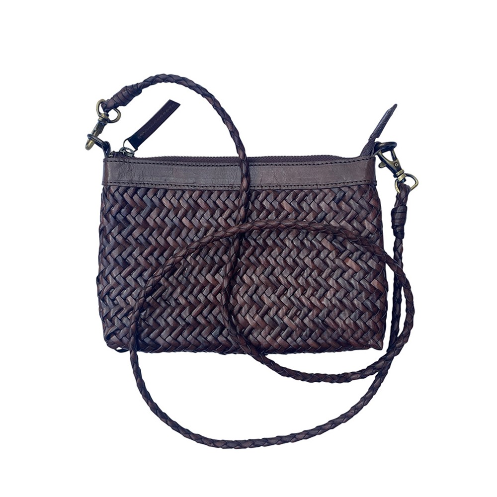 INDIA clutch handbag, hazelnut leather
