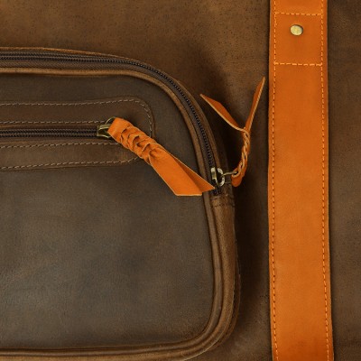Blixen rifle slip in Crazy Horse + orange leather
