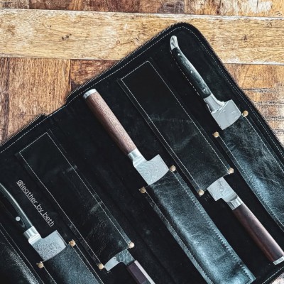 Knivcover, cognac læder, dansk design